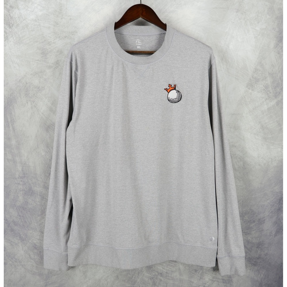 Rhoback Pace Performance Crewneck Sweatshirt Mens XL Grey Golf Ball Crown Logo